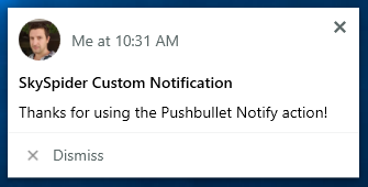 Pushbullet Notify Action